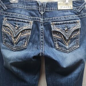 Vigoss Blue Slim Bootcut Jeans with Embellished Back Pockets